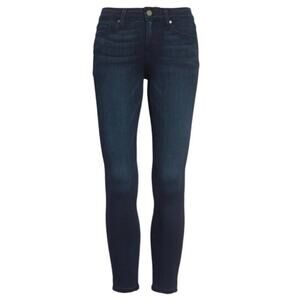 PAIGE Verdugo Crop Dark Wash Skinny Jeans with Stretch - Blue - Size 28